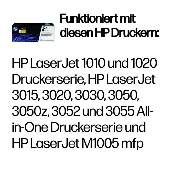 HP 12A Negro (Q2612A) Original LaserJet Toner Cartridge de 2.000 Páginas