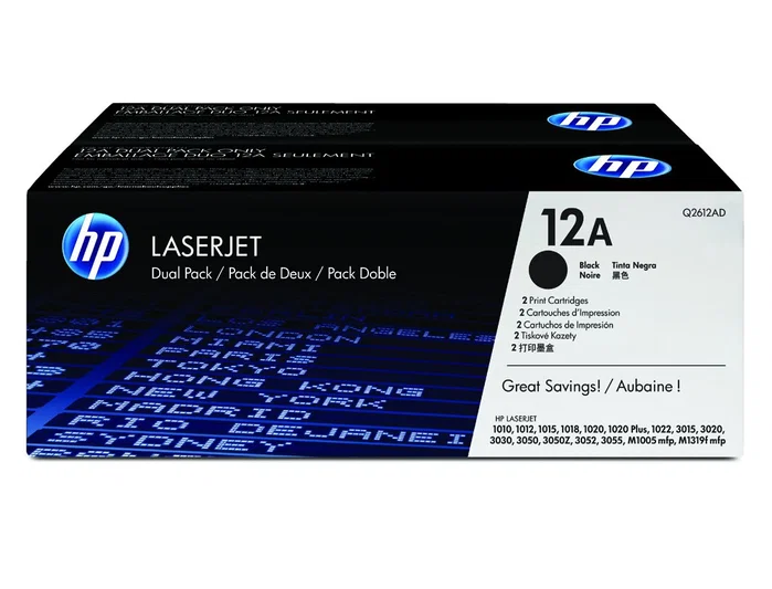 HP 12A Negro Pack de 2 Cartuchos de Tóner Q2612AD HP 12A Negro Pack de 2 Cartuchos de Tóner Q2612AD