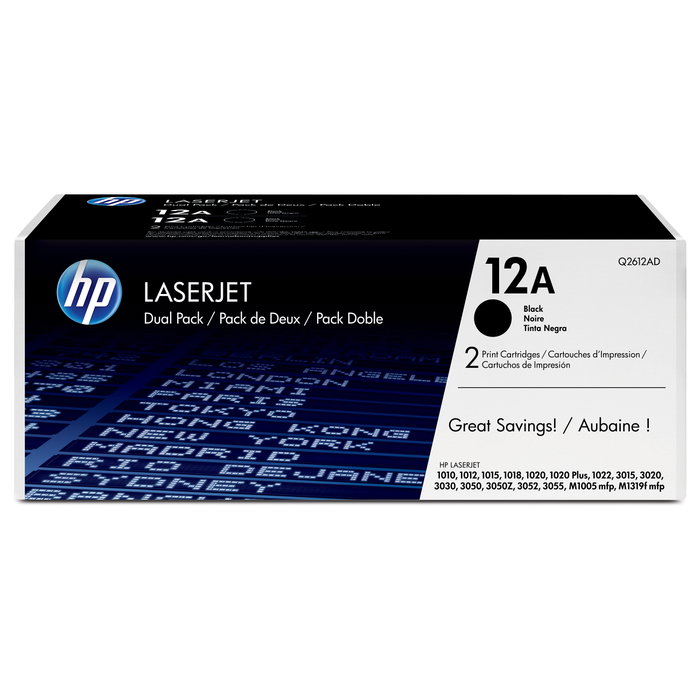 HP 12A Negro Pack de 2 Cartuchos de Tóner Q2612AD HP 12A Negro Pack de 2 Cartuchos de Tóner Q2612AD