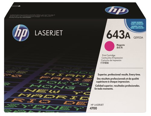 HP 643A Magenta Original LaserJet Toner Cartridge (Q5953A) HP 643A Magenta Original LaserJet Toner Cartridge (Q5953A)