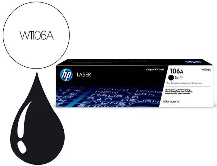 HP 106A W1106A Tóner Negro Original HP 106A W1106A Tóner Negro Original