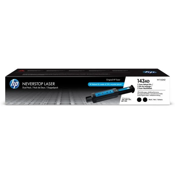 HP Kit de recarga de tóner Neverstop 143AD Negro (Pack de 2)