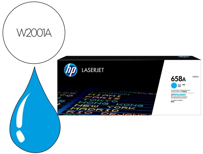 HP Cartucho de tóner Original LaserJet 658A Cian (W2001A)