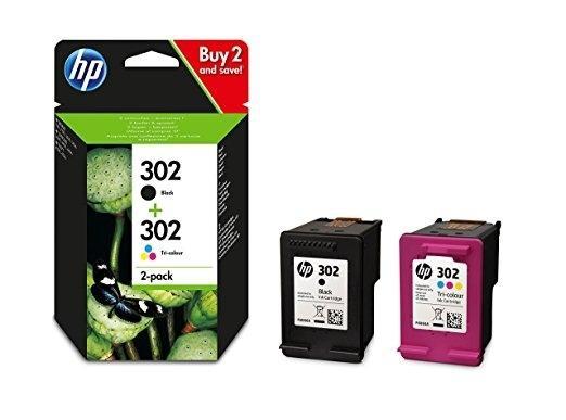 HP Paquete de ahorro 302 de 2 cartuchos de tinta Negro y Tricolor (X4D37AE)