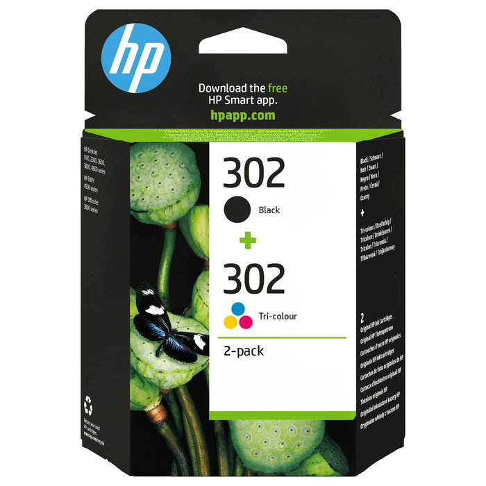 HP Paquete de ahorro 302 de 2 cartuchos de tinta Negro y Tricolor (X4D37AE)