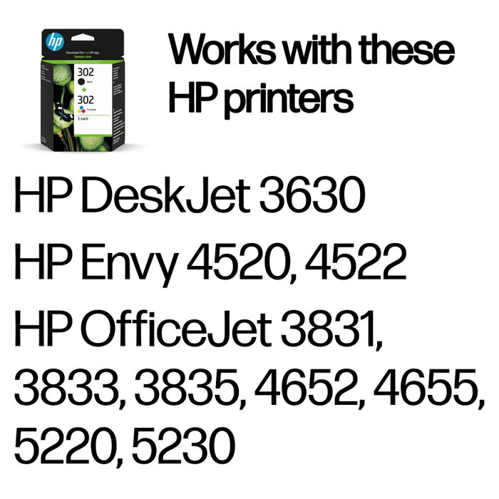 HP Paquete de ahorro 302 de 2 cartuchos de tinta Negro y Tricolor (X4D37AE)