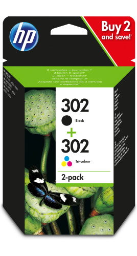 HP Paquete de ahorro 302 de 2 cartuchos de tinta Negro y Tricolor (X4D37AE)