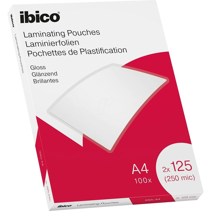 Ibico Fundas de Plastificar A4 Brillo 125 Micras Pack 100 UD