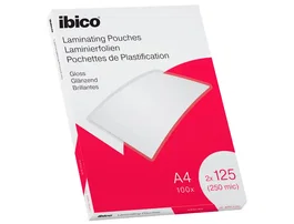 Ibico Fundas de Plastificar A4 Brillo 2x125 Micras Pack 100 UD