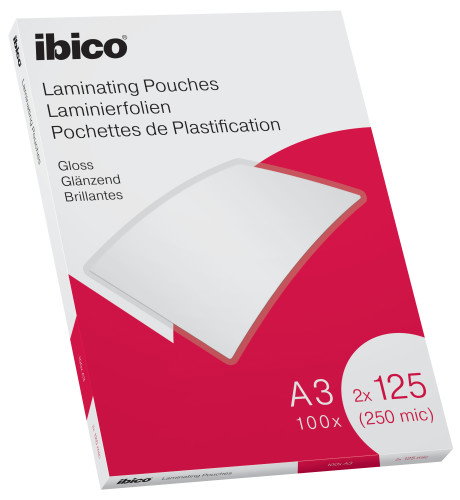 Ibico Fundas de Plastificar A3 Brillo 125 Micras Pack 100 ud