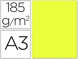 Guarro - Cartulina Color 185 g, DIN A3, Amarillo Limón, 50 Hojas, Superficie Regular para Dibujo y Manualidades, Certificado FSC