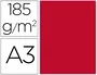 Guarro Cartulina Roja DIN A3, 185 g, Paquete de 50 Hojas, Color en Pasta, Superficie Satinada, para Dibujo y Manualidades, Certificado FSC