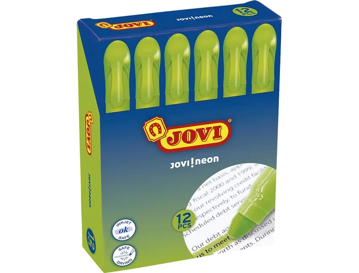 Jovi Marcador de Cera Gel Fluorescente Verde - Caja de 12 Unidades