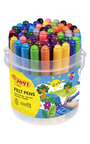 Jovi Rotuladores Maxi de 12 Colores, Bote de 48 Unidades de Punta Gruesa