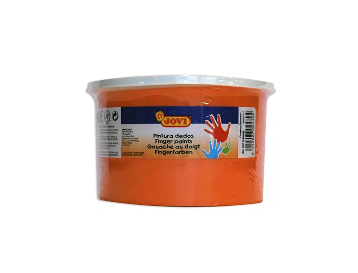 Jovi Pintura De Dedos Estuche 5 Botes 125 mL Naranja, Lavable, Sin Gluten, No Tóxica