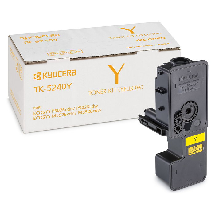 Kyocera TK-5240Y Tóner Amarillo Original - Cartucho 1T02R7ANL0 - Hasta 3000 Páginas - Compatible con ECOSYS M5526cdw, P5026cdn