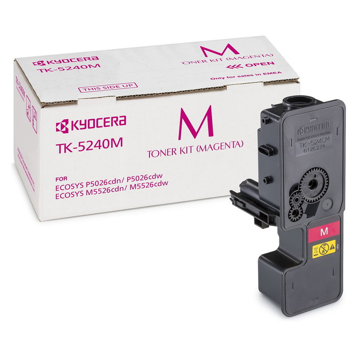 Kyocera TK-5240M Tóner Magenta Original, Compatible con ECOSYS M5526cdw/M5526cdn/P5026cdn, Rendimiento 3000 Páginas