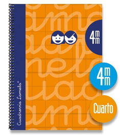 Lamela Cuaderno Espiral 80H 4º 70 gr Cuadrovía 4 mm C- Margen Cubierta Extradura Naranja - Pack 5 Unidades