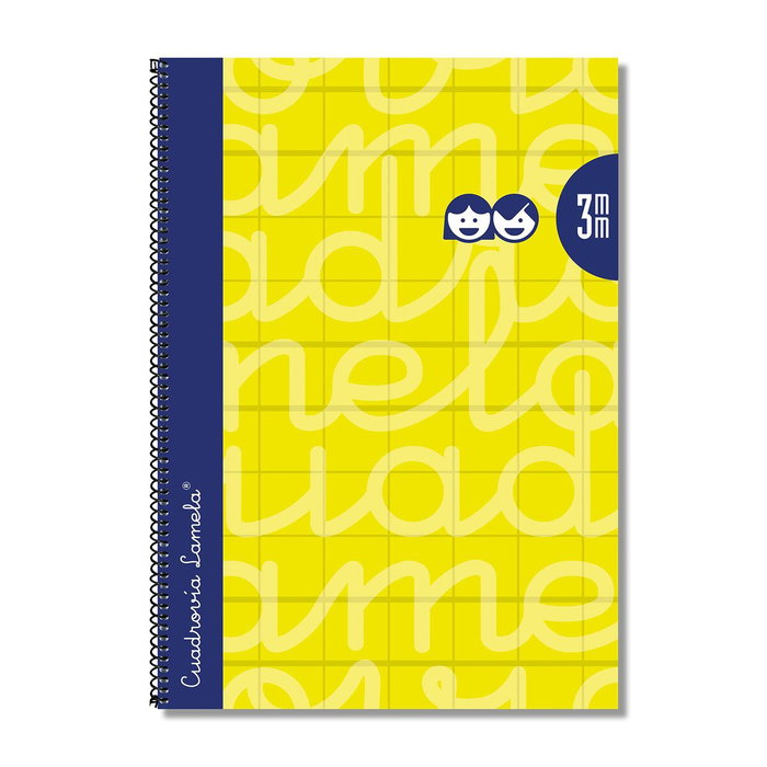 Lamela Cuaderno Espiral Folio 80H 90gr Cuadrovía 3mm Amarillo Paquete 5u