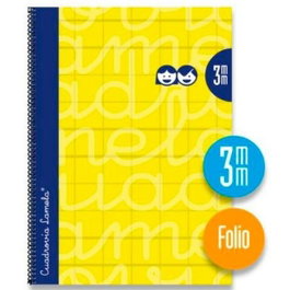 Lamela Cuaderno Espiral Folio 80H 90gr Cuadrovía 3mm Amarillo Paquete 5u