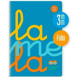 Lamela Cuaderno Espiral Folio 80H 90 gr Cuadrovía 3 mm C-Margen Cubierta Pp Azul Fluorescente (Set de 5) (Set de 5)