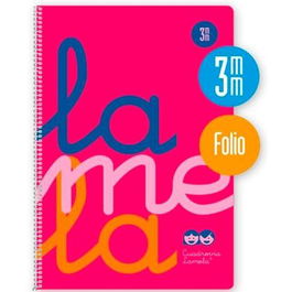 Lamela Cuaderno Espiral 80H Folio 90 gr Cuadrovía 3 mm C-Margen Cubierta Pp Rosa Fluorescente -Paquete 5U-