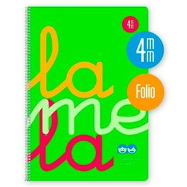 Lamela Set de 5 Cuadernos Espiral Folio 80H 90gr Cuadrovía 4mm Verde Fluorescente