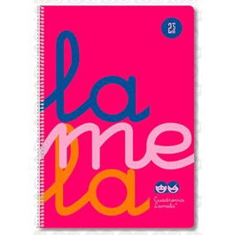 Lamela Cuaderno Espiral 80H Folio 90 gr Cuadrovía 5 mm C/Margen Cubierta PP Rosa Fluorescente (Set 5) (Set de 5)