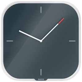 Reloj Pared Leitz Cosy Cristal Analogico 30X30X4 Cm Gris (Incluye Rotulador De Borrado En Seco)