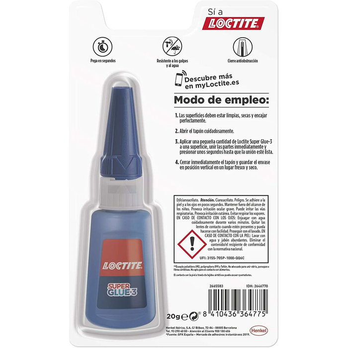 Loctite SuperGlue-3 XXL Adhesivo Instantáneo 20g Loctite SuperGlue-3 XXL Adhesivo Instantáneo 20g