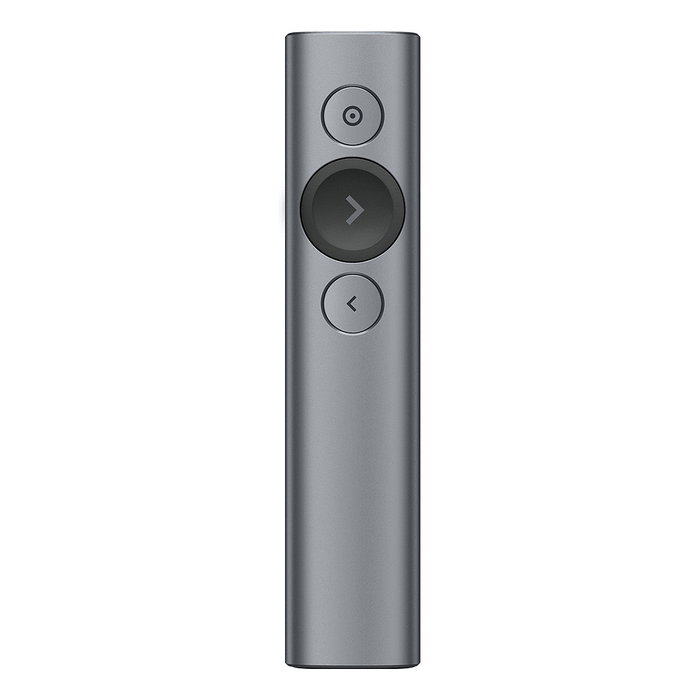 Logitech Spotlight R400 / 910-004861 - Presentador inalámbrico Bluetooth USB con puntero láser, alcance 30 m, batería recargable, color Gris