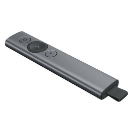 Logitech Spotlight R400 / 910-004861 - Presentador inalámbrico Bluetooth USB con puntero láser, alcance 30 m, batería recargable, color Gris