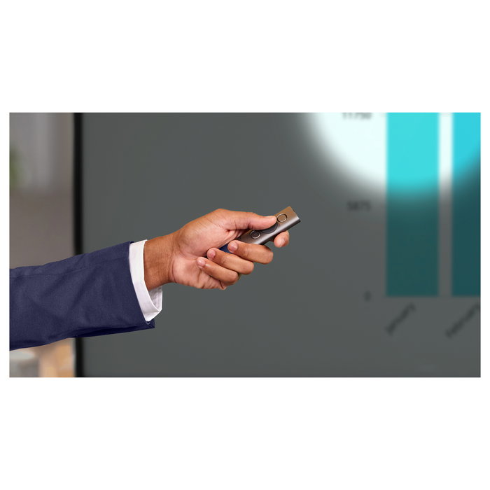 Logitech Spotlight R400 / 910-004861 - Presentador inalámbrico Bluetooth USB con puntero láser, alcance 30 m, batería recargable, color Gris