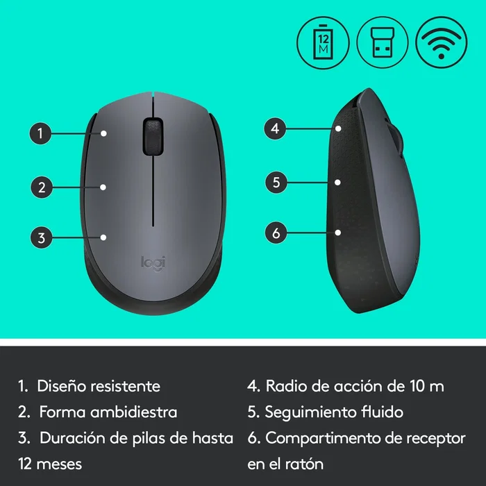 Logitech M170 Ratón Inalámbrico Gris Logitech M170 Ratón Inalámbrico Gris