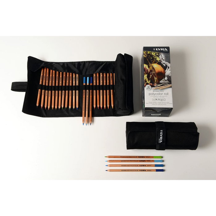 Lyra Rembrandt Polycolor Set de 24 Lápices de Colores Surtidos en Estuche de Tela Enrollable