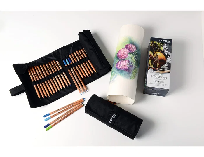 Lyra Rembrandt Polycolor Set de 24 Lápices de Colores Surtidos en Estuche de Tela Enrollable