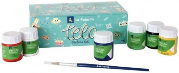La Pajarita Kit de Pintura para Tela con 6 Colores Surtidos y Pincel