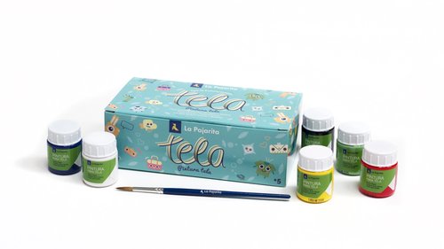 La Pajarita Kit de Pintura para Tela 6 Colores Surtidos con Pincel
