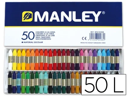 Manley Estuche de 50 Ceras Blandas de Colores Surtidos