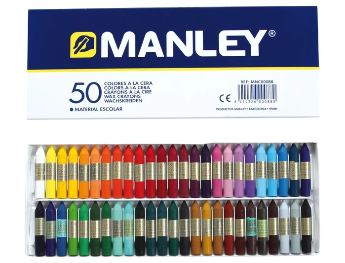 Manley Estuche de 50 Ceras Blandas de Colores Surtidos