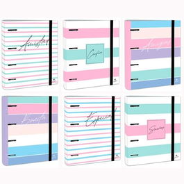 Mariola Carpeta de Anillas Mixtas 4x40 mm Carpeblock con Recambio 100 Hojas y C-Goma, Diseños Surtidos