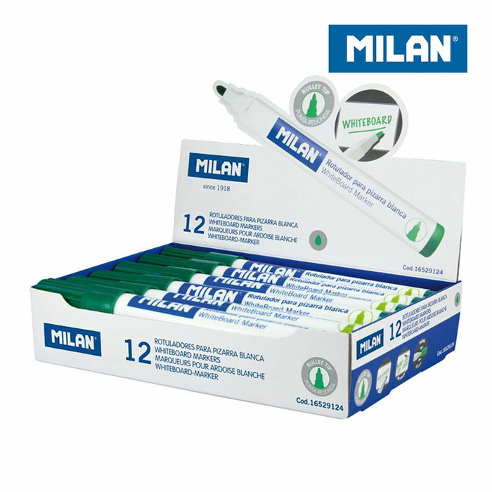 Milan Rotulador Pizarra Blanca Punta Redonda Verde, 12 Unidades Milan Rotulador Pizarra Blanca Punta Redonda Verde, 12 Unidades