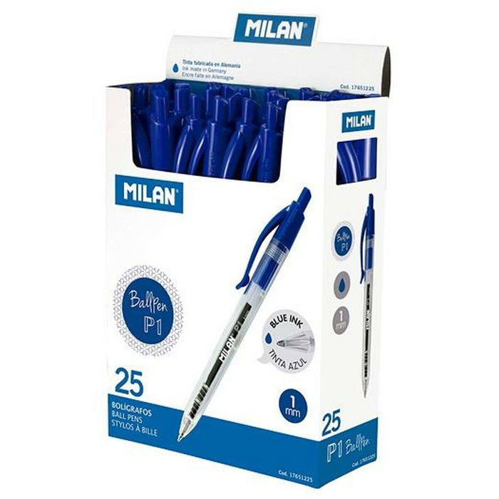 Milan Bolígrafo P1 Cuerpo Transparente Azul Milan Bolígrafo P1 Cuerpo Transparente Azul