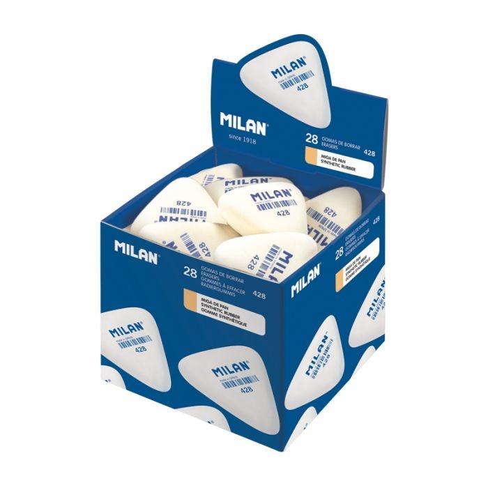 MILAN Goma de Borrar Miga de Pan Triangular Gruesa Blanca, Caja de 28 MILAN Goma de Borrar Miga de Pan Triangular Gruesa Blanca, Caja de 28