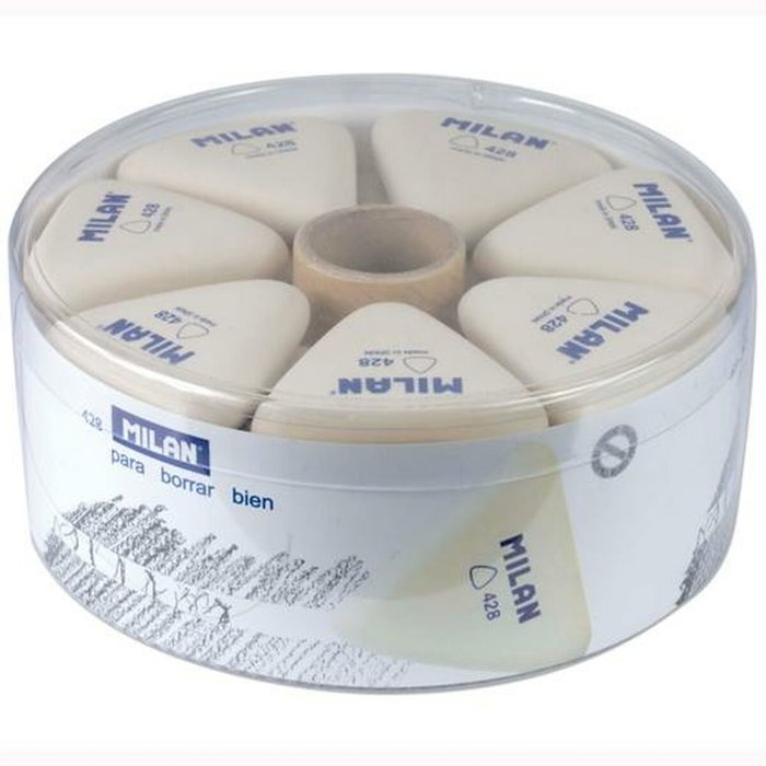 MILAN Goma de Borrar Miga de Pan Triangular Gruesa Blanca, Caja de 28 MILAN Goma de Borrar Miga de Pan Triangular Gruesa Blanca, Caja de 28