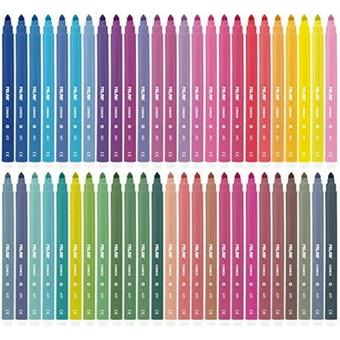 Milan Rotuladores Punta Cónica Colores Surtidos con Maletín de 50 Unidades