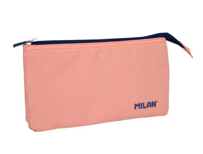 Milan Bolso Escolar Portatodo 1918 Collection Rosa con 3 Cremalleras y 5 Compartimentos 215x125x35 mm Milan Bolso Escolar Portatodo 1918 Collection Rosa con 3 Cremalleras y 5 Compartimentos 215x125x35 mm