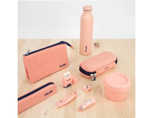 Milan Estuche portatodo 1918 Collection rosa con 3 cremalleras y 5 compartimentos