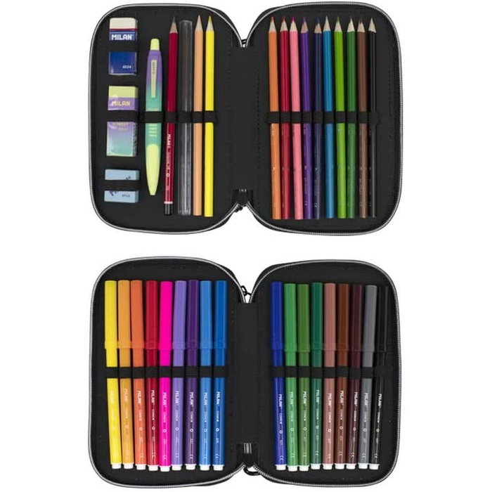 Milan Estuche de 2 Pisos Sunset Negro y Verde con Contenido