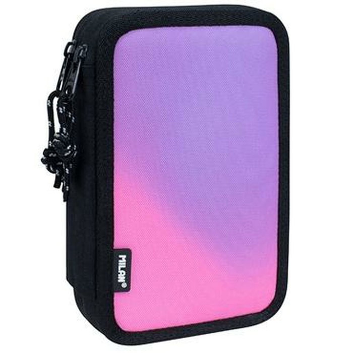 Milán Plumier de 2 pisos Sunset Negro y Rosa con Contenido